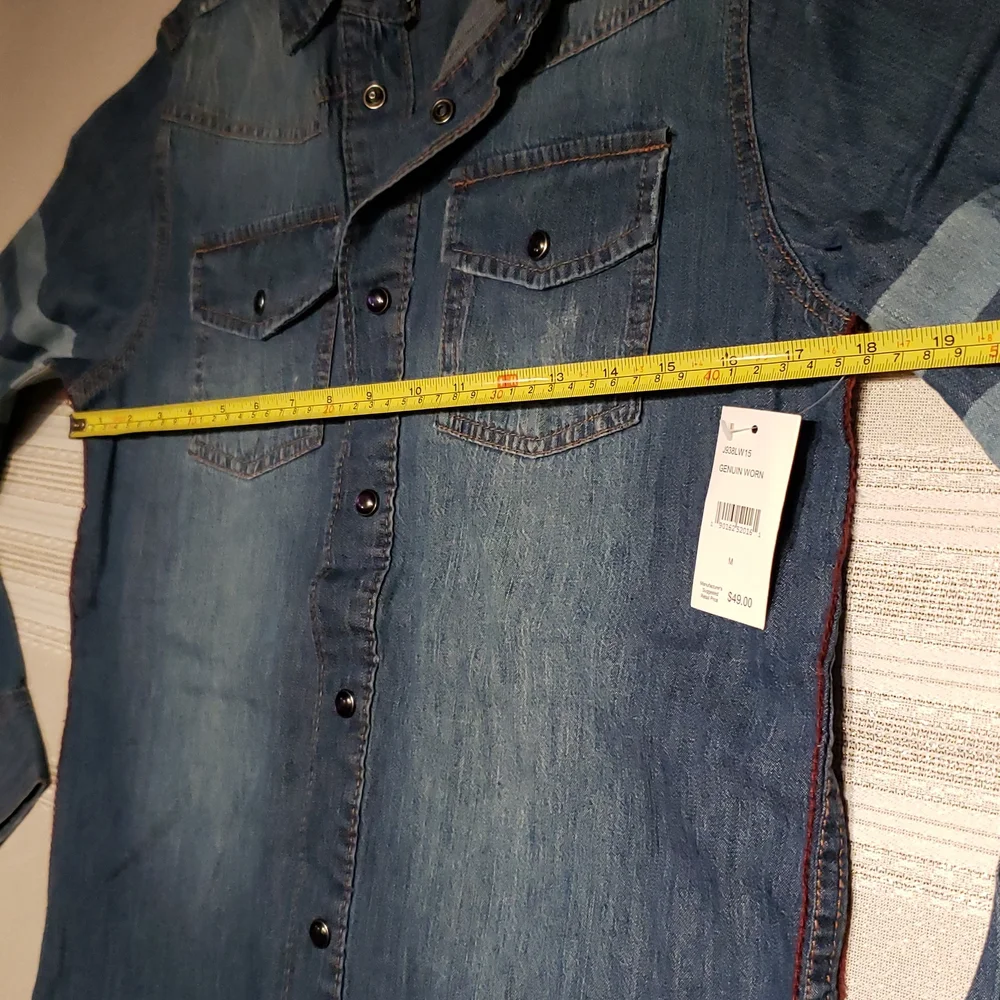 JOE'S Long Sleeve Distressed Denim Snap Button Up Shirt NEW Big Kids M (10/12)
